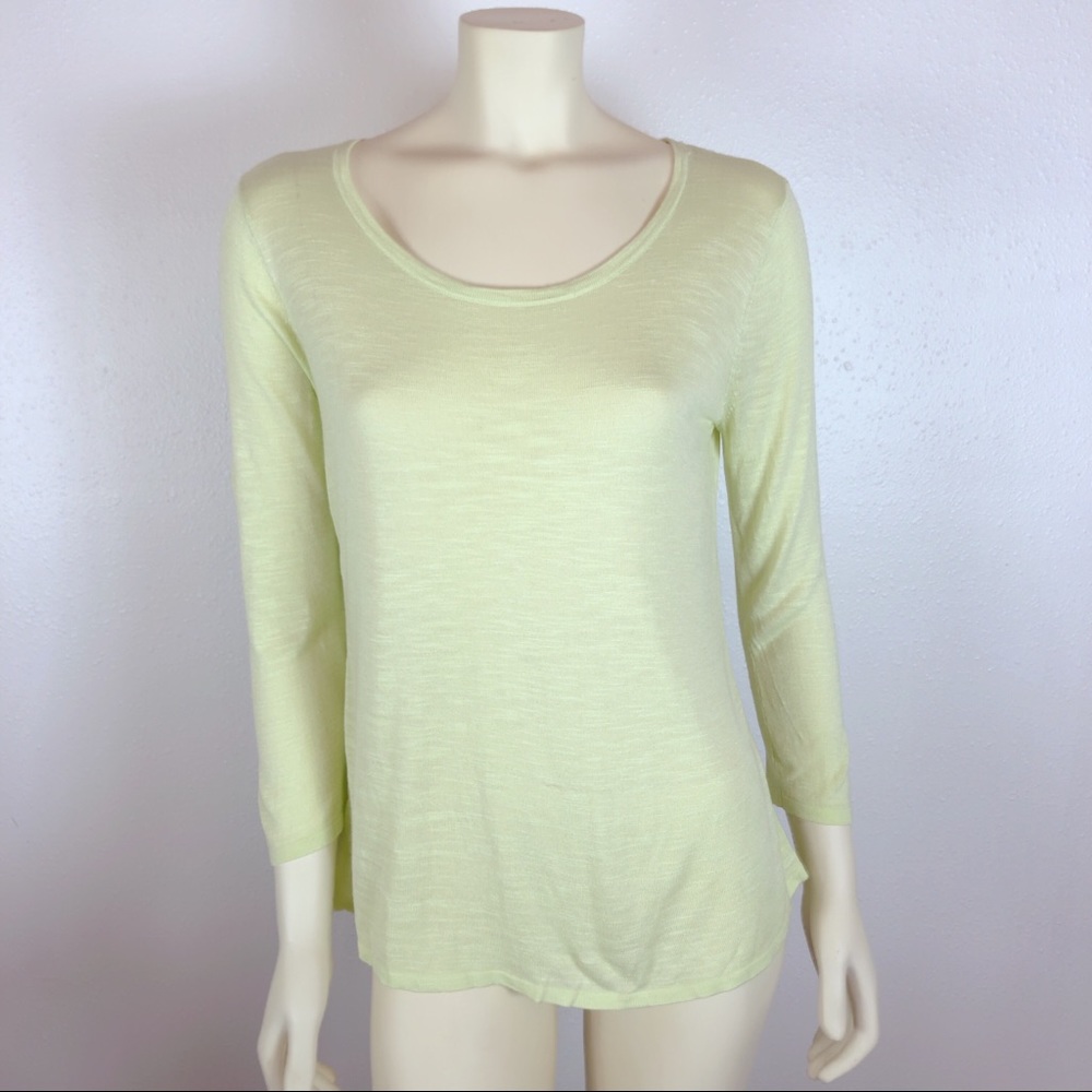 Calvin Klein Sheer Back Knit 3/4 Sleeve Top Size M